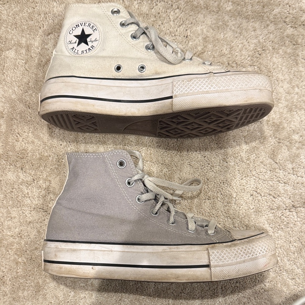 Converse High-Tops in Light Gray and Off-White